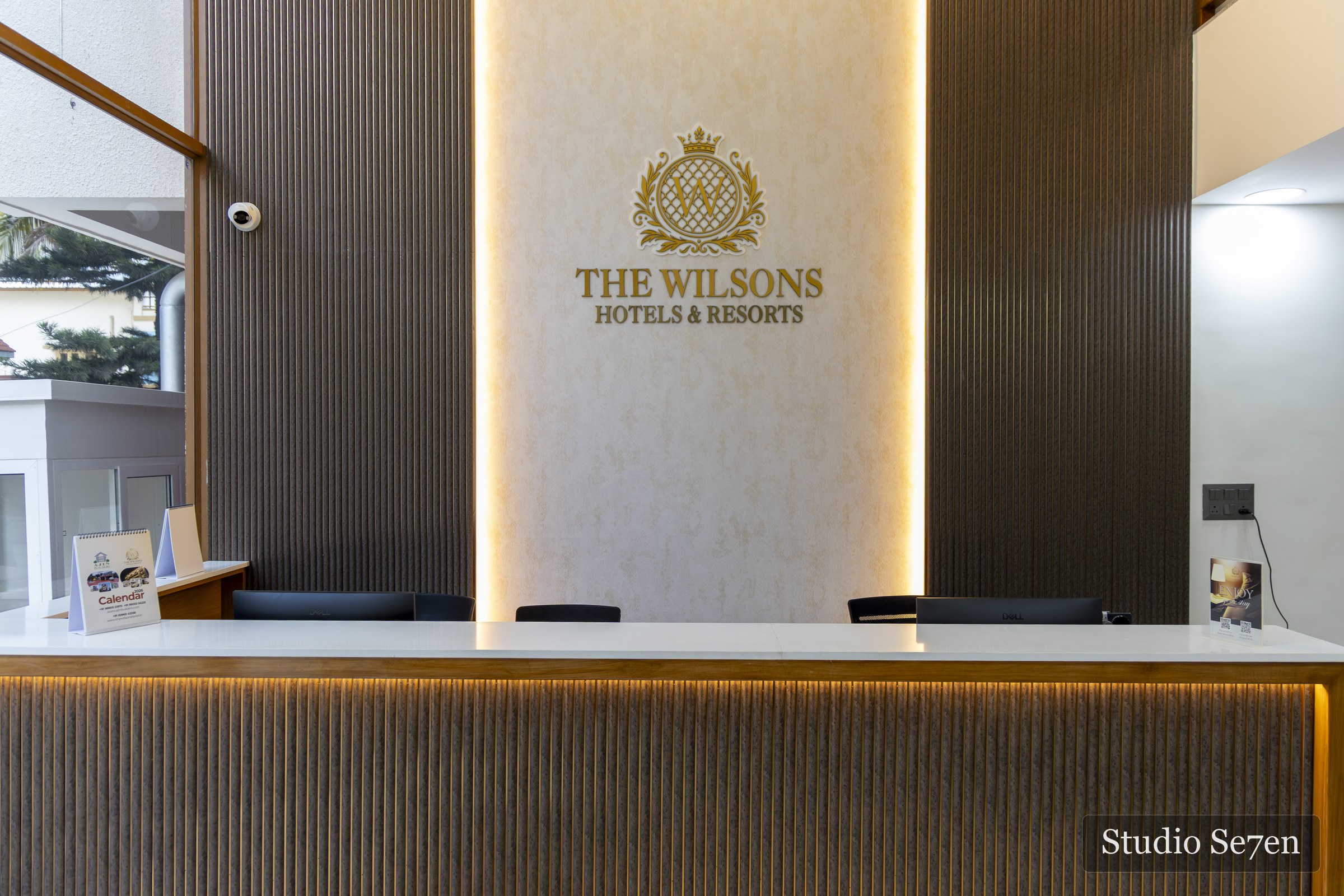 The Wilsons Hotels and Resorts reception desk with warm architectural lighting