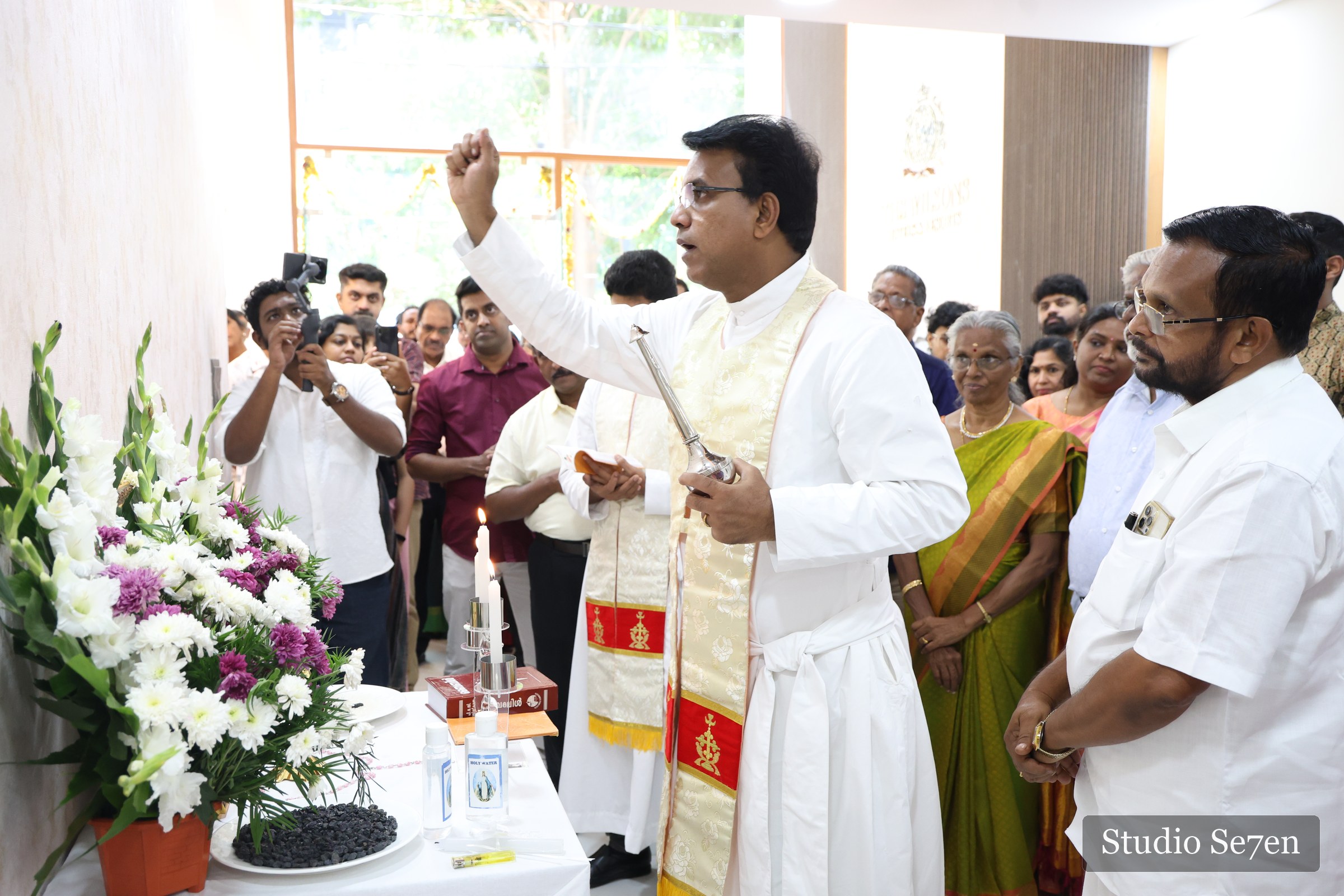 A priest blessing The Wilsons hotel during its inauguration ceremony